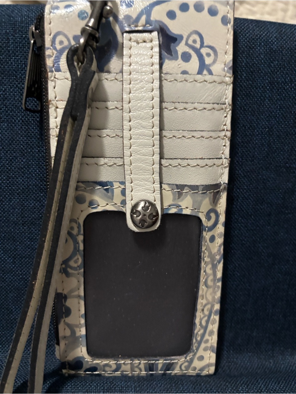 Patricia Nash White and Blue Floral Card Holder ID Wallet